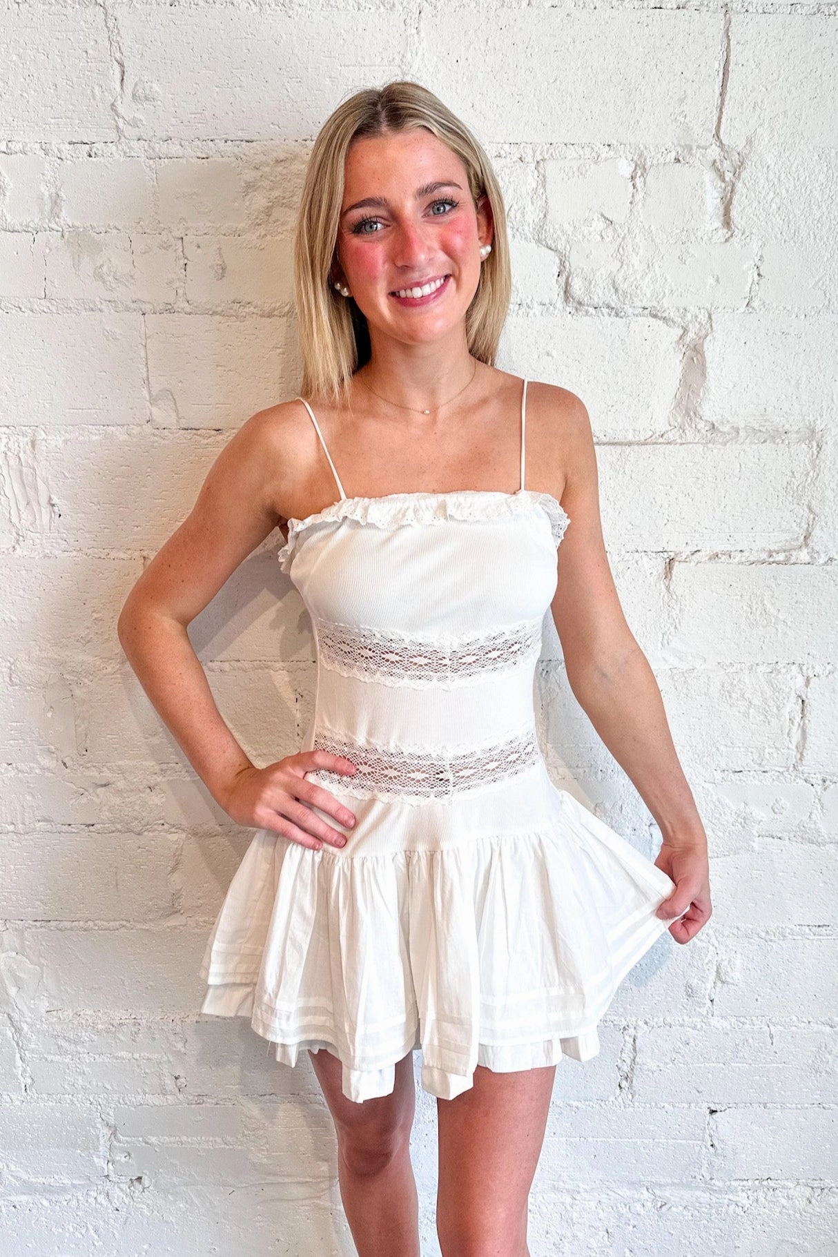 Street Ready Elastic-Cuff Bluebonnet Kiss Mini Dress