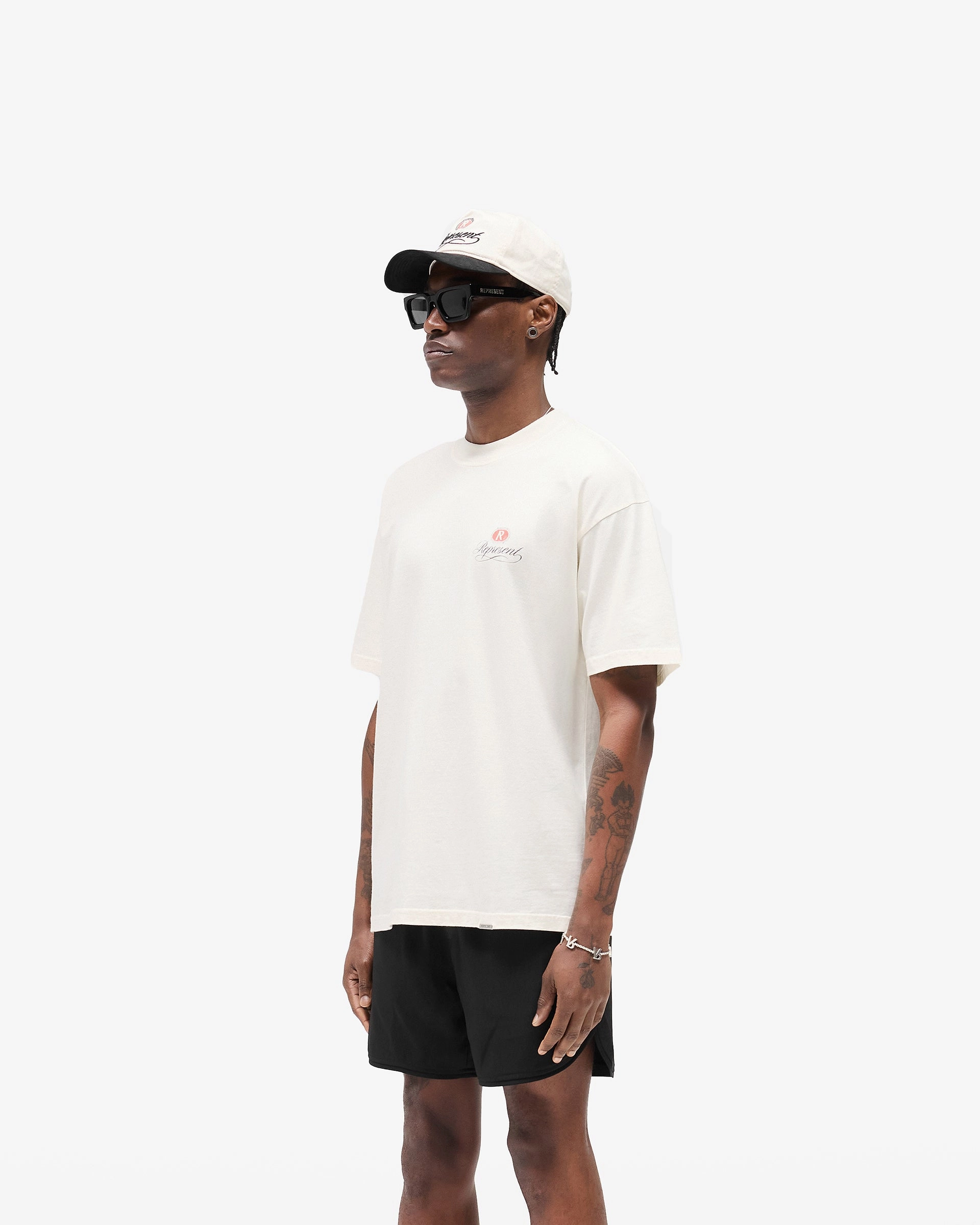 Classic Layer Relaxed fit wear Grand Vintage Hand Drawn T-Shirt - Aged White