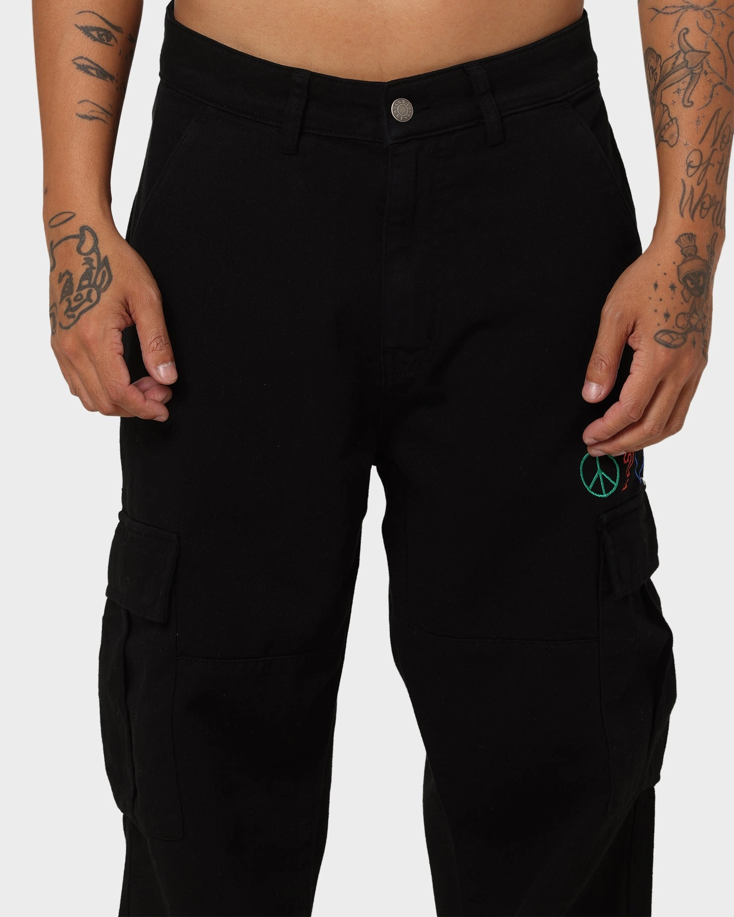GUESS Originals X J Balvin Cargo Pants Jet Black A996 LowProfileWaistband