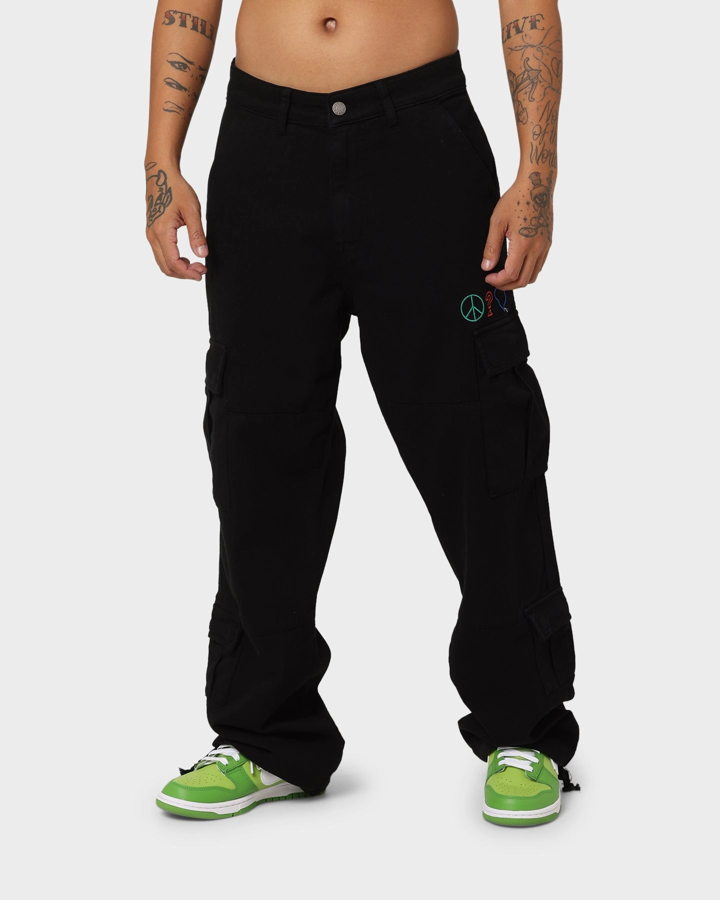 GUESS Originals X J Balvin Cargo Pants Jet Black A996 Premium Quality Active Lifestyle