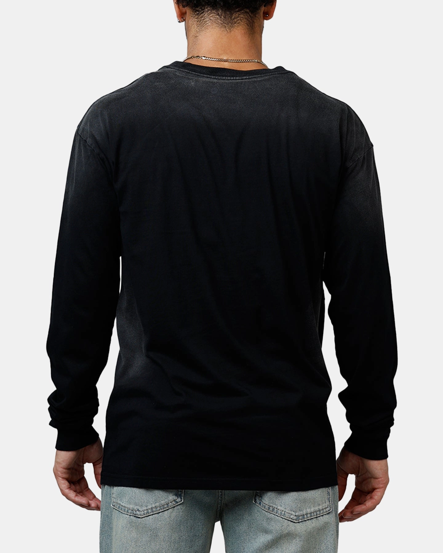 Guns N Roses Next Door To Hell Long Sleeve T-Shirt Washed Black Rolled Hem Detailing Bound Seam Edges