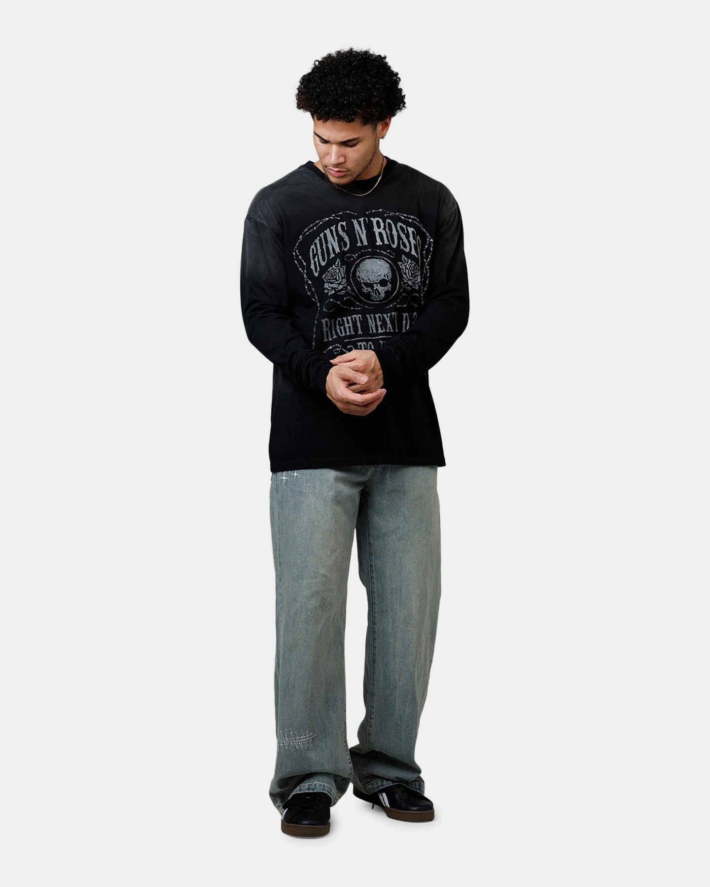 Guns N Roses Next Door To Hell Long Sleeve T-Shirt Washed Black AntiOdor