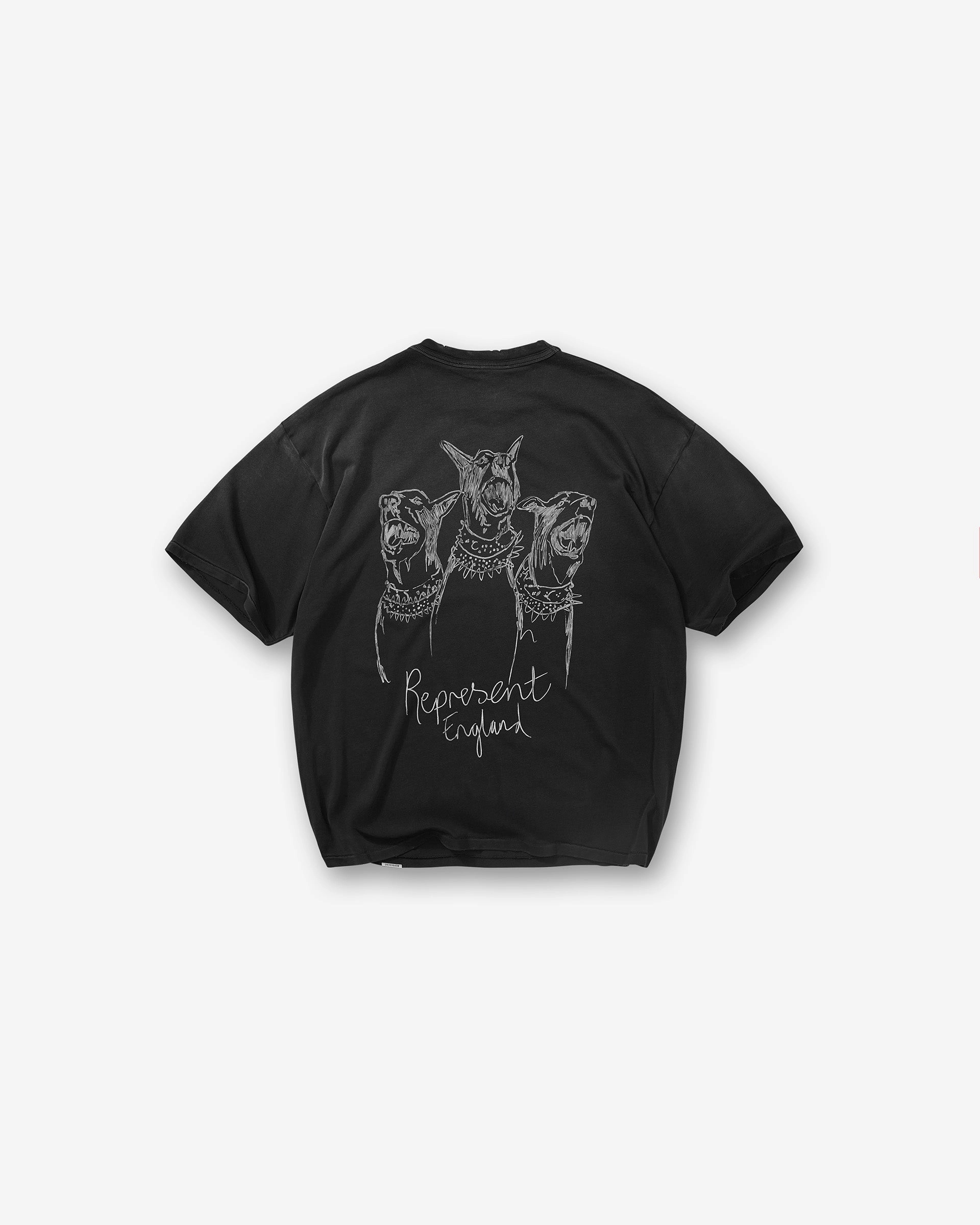 Flexible Neckband Comfy Active Fit Hand Drawn Thoroughbred T-Shirt - Aged Black