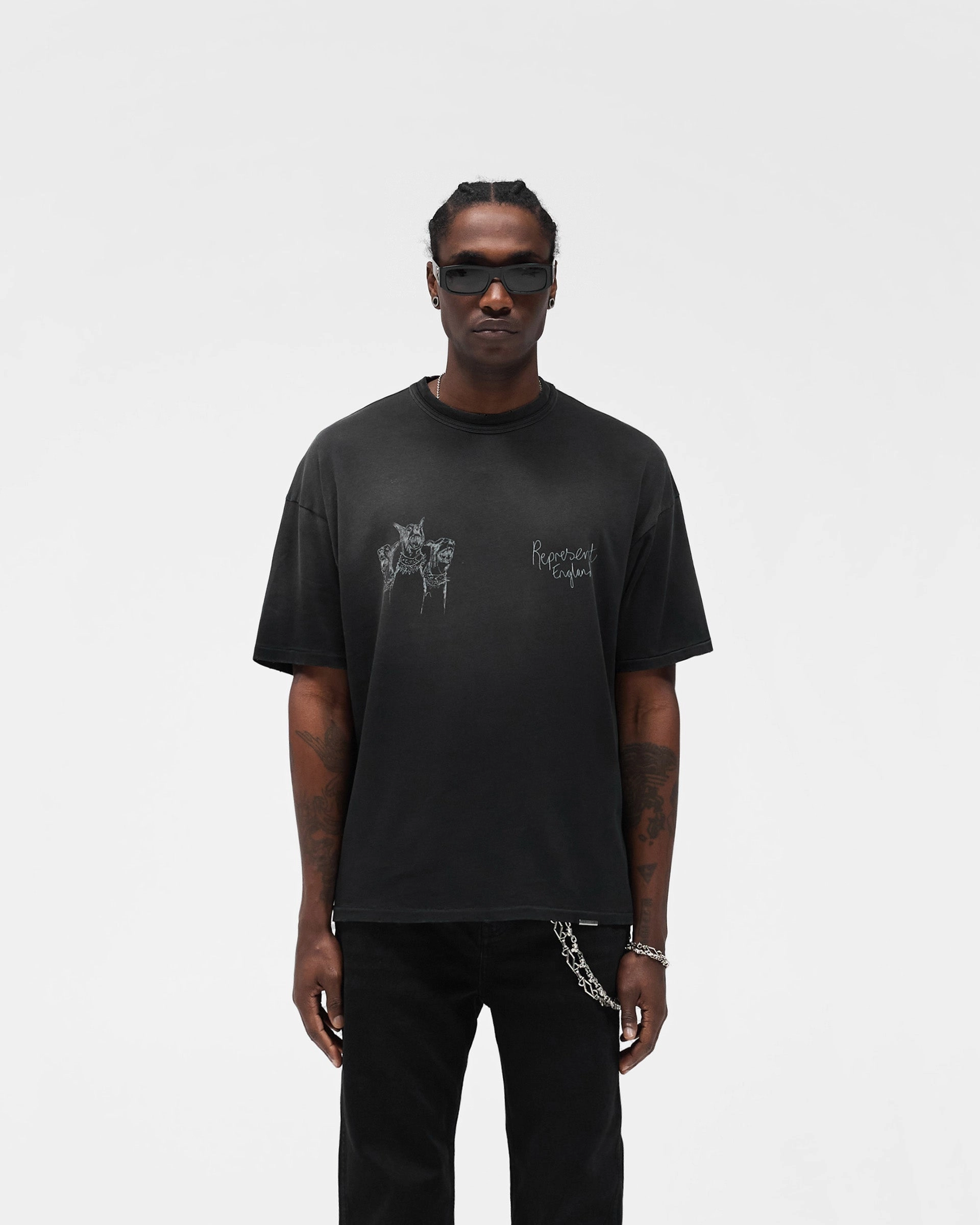 Hand Drawn Thoroughbred T-Shirt - Aged Black Bright Color Casual Design Fit