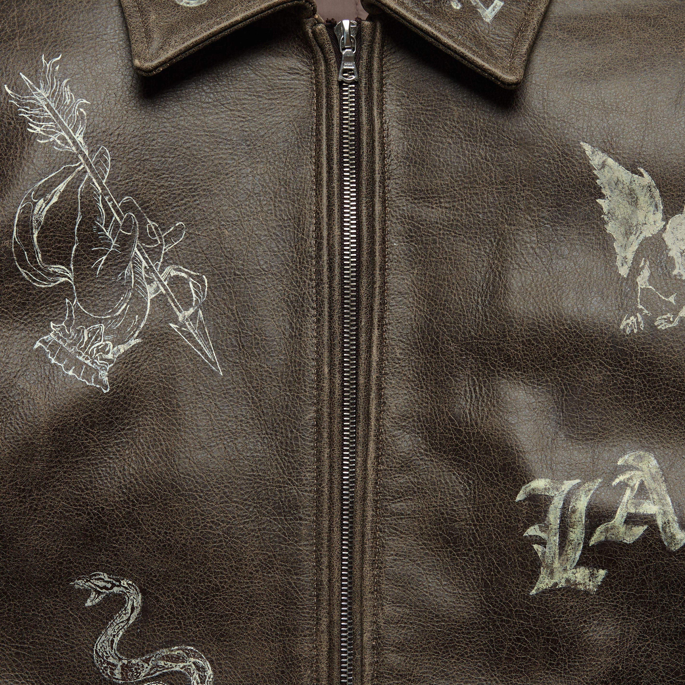 Hand-Painted Dark Brown Leather Jacket Airflow Ventilation