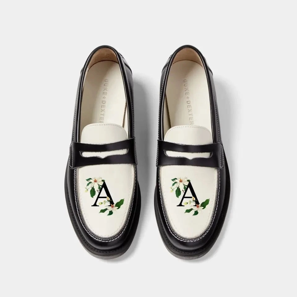 Wide toe box Hand-Painted Initial Penny Loafer - Women's
