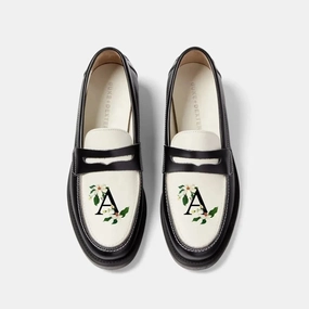 Wide toe box Hand-Painted Initial Penny Loafer - Women's