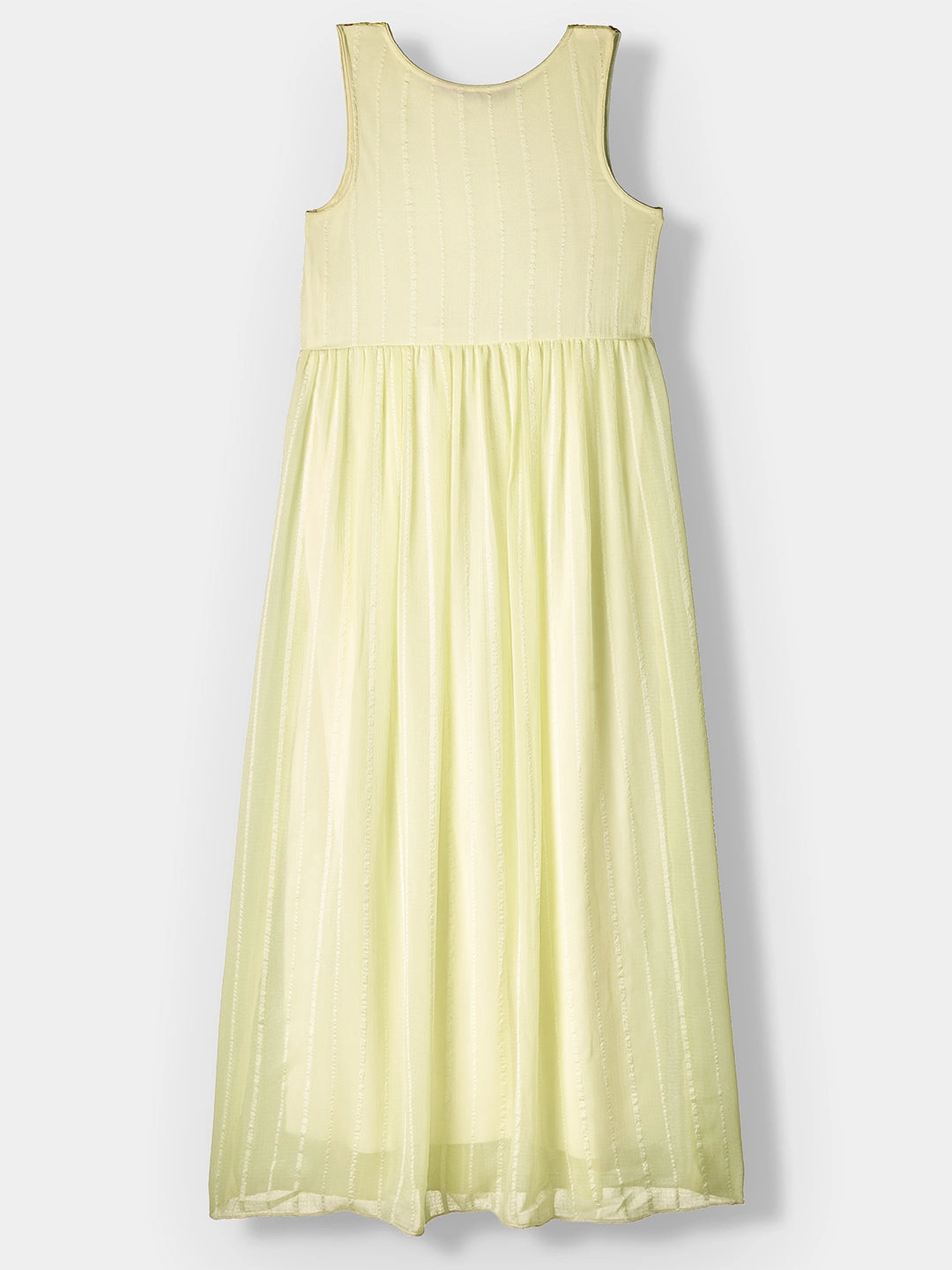 Golden & Cream Key Hole Sleeveless Embellished Flared Maxi Dress Relaxed Finish WideCollarDesign
