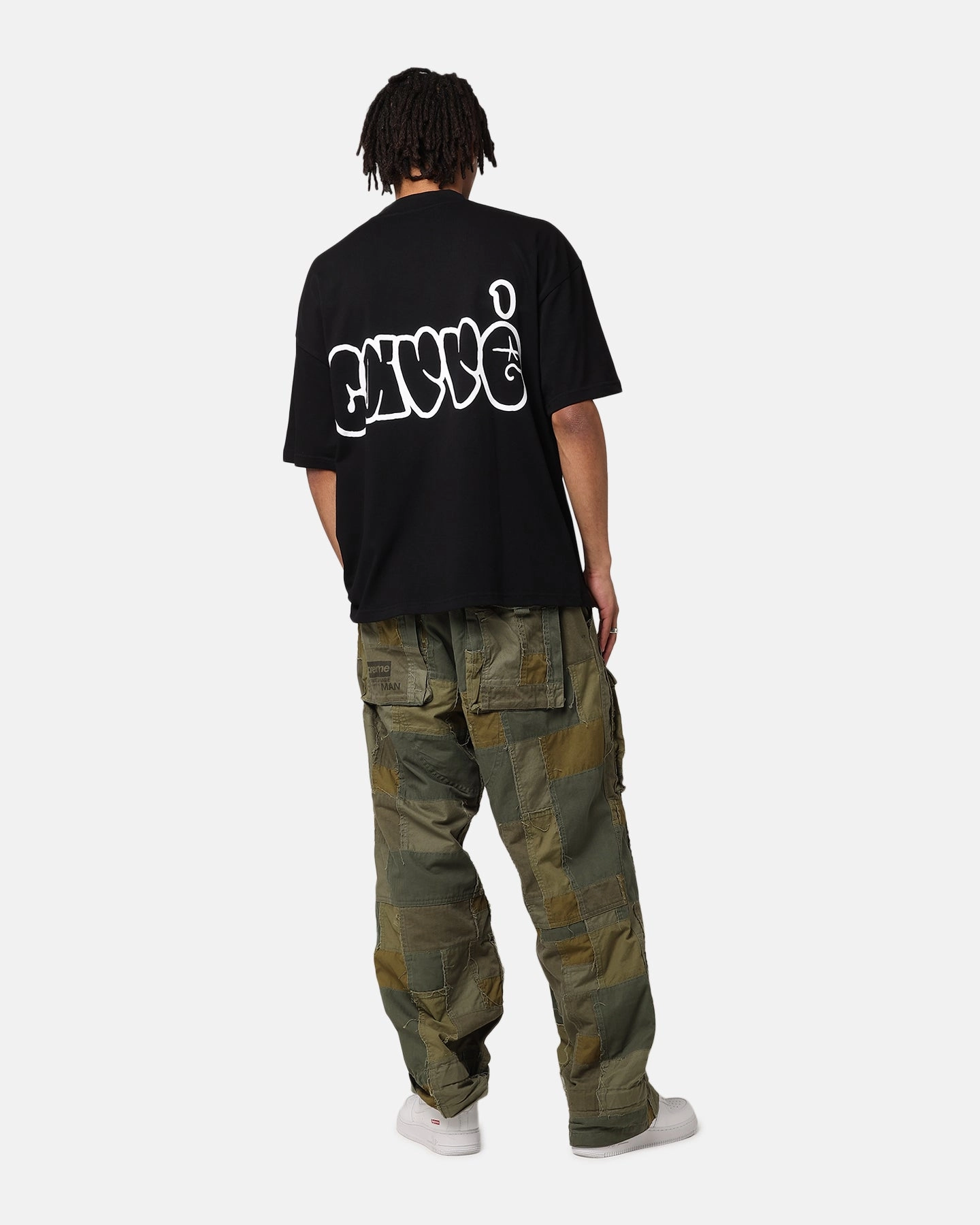 DropShoulder Carre Getting Up T-Shirt Black