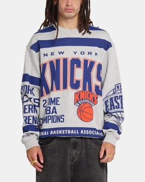 UltraFineMesh Mitchell & Ness New York Knicks Letterform Crewneck Grey Marle/Official Team Color