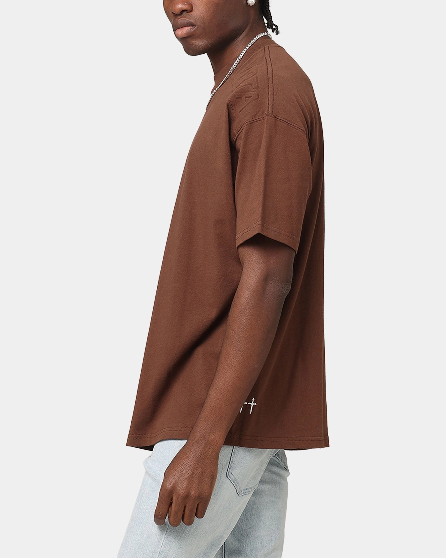 Saint Morta Emboss Boxy T-Shirt Dark Brown Athletic Wear AdjustableDrawstring