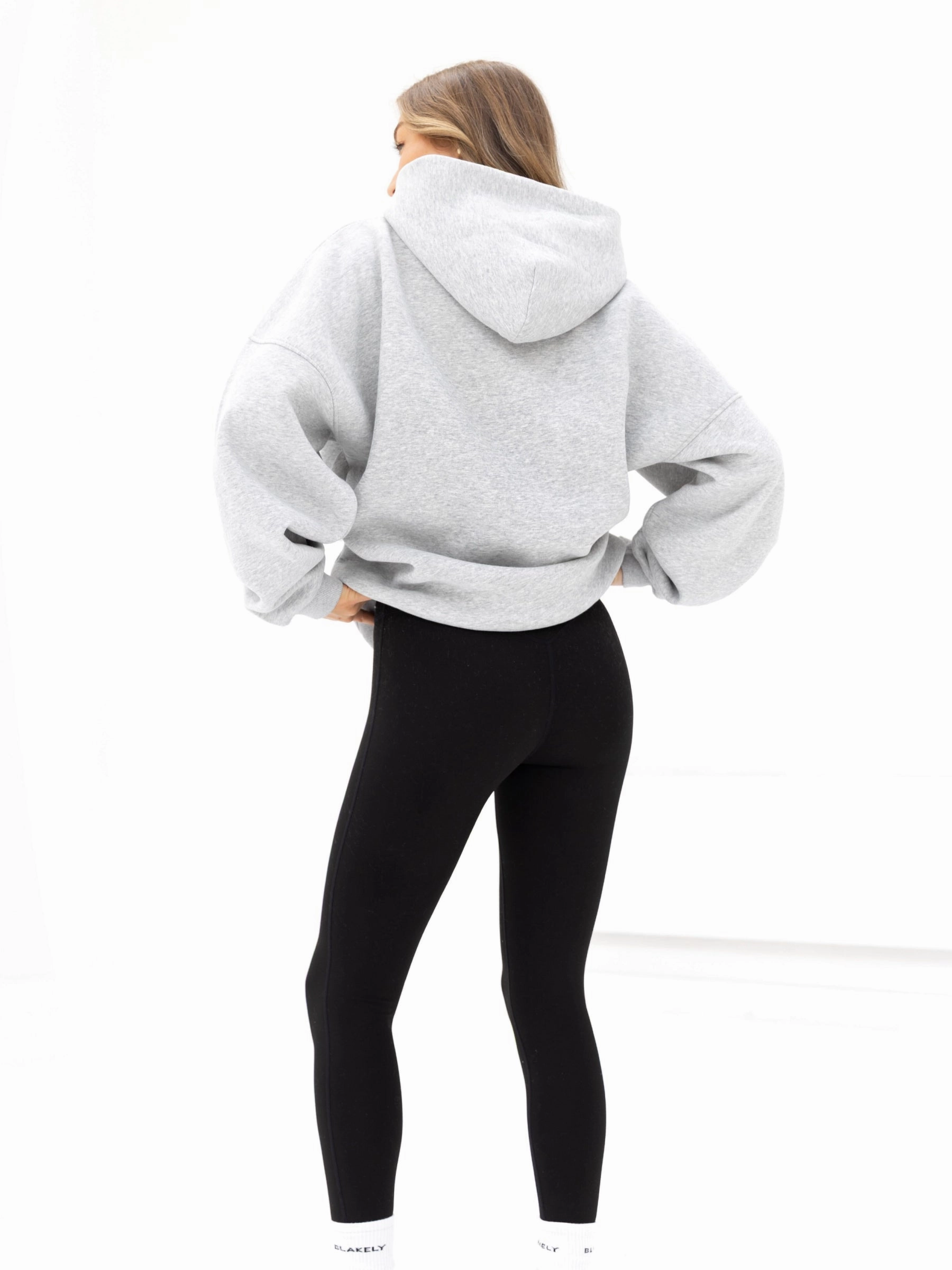 Casual Fit Logo Oversized Hoodie - Marl Grey