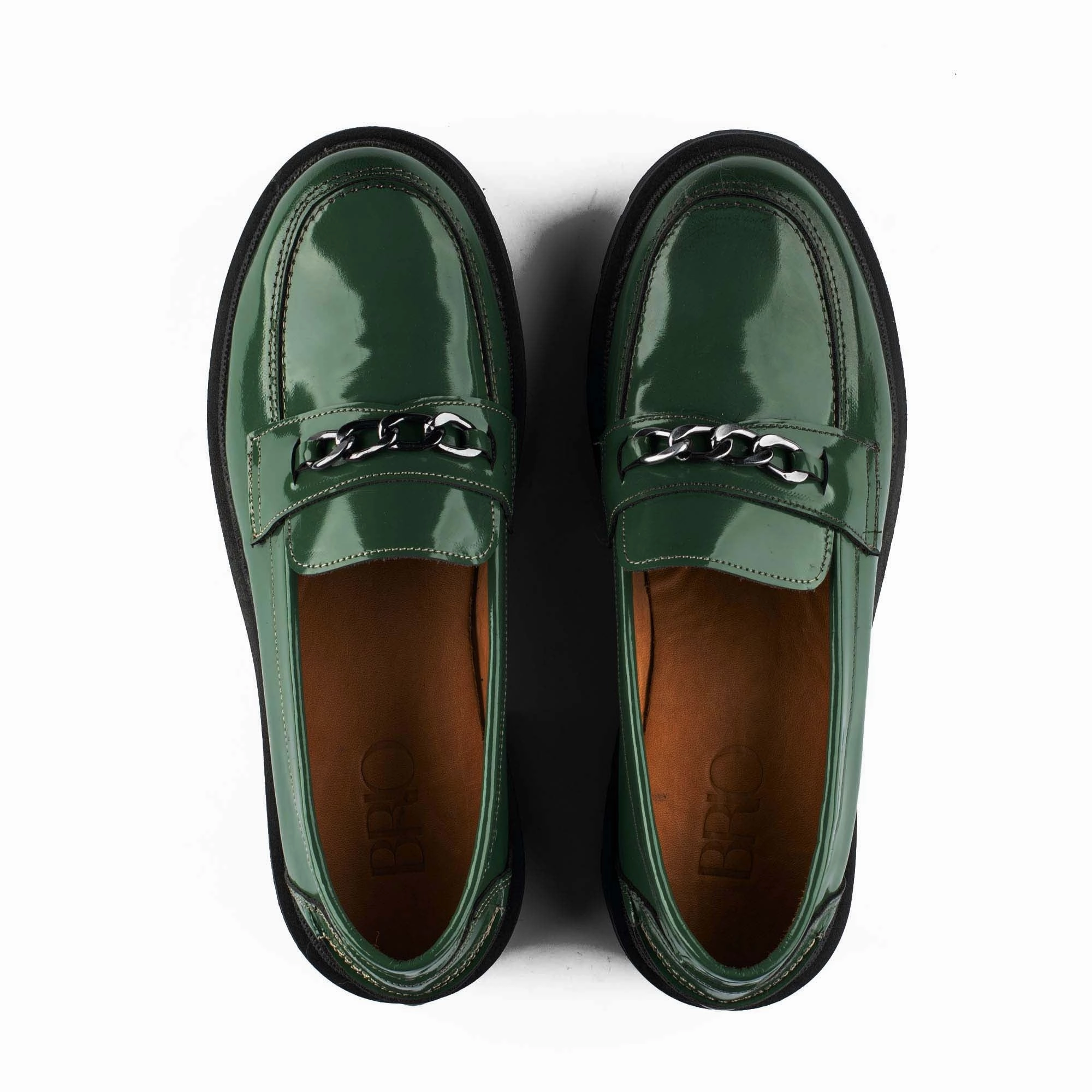 Strappy Light Path Flora Green Natural Leather Loafers