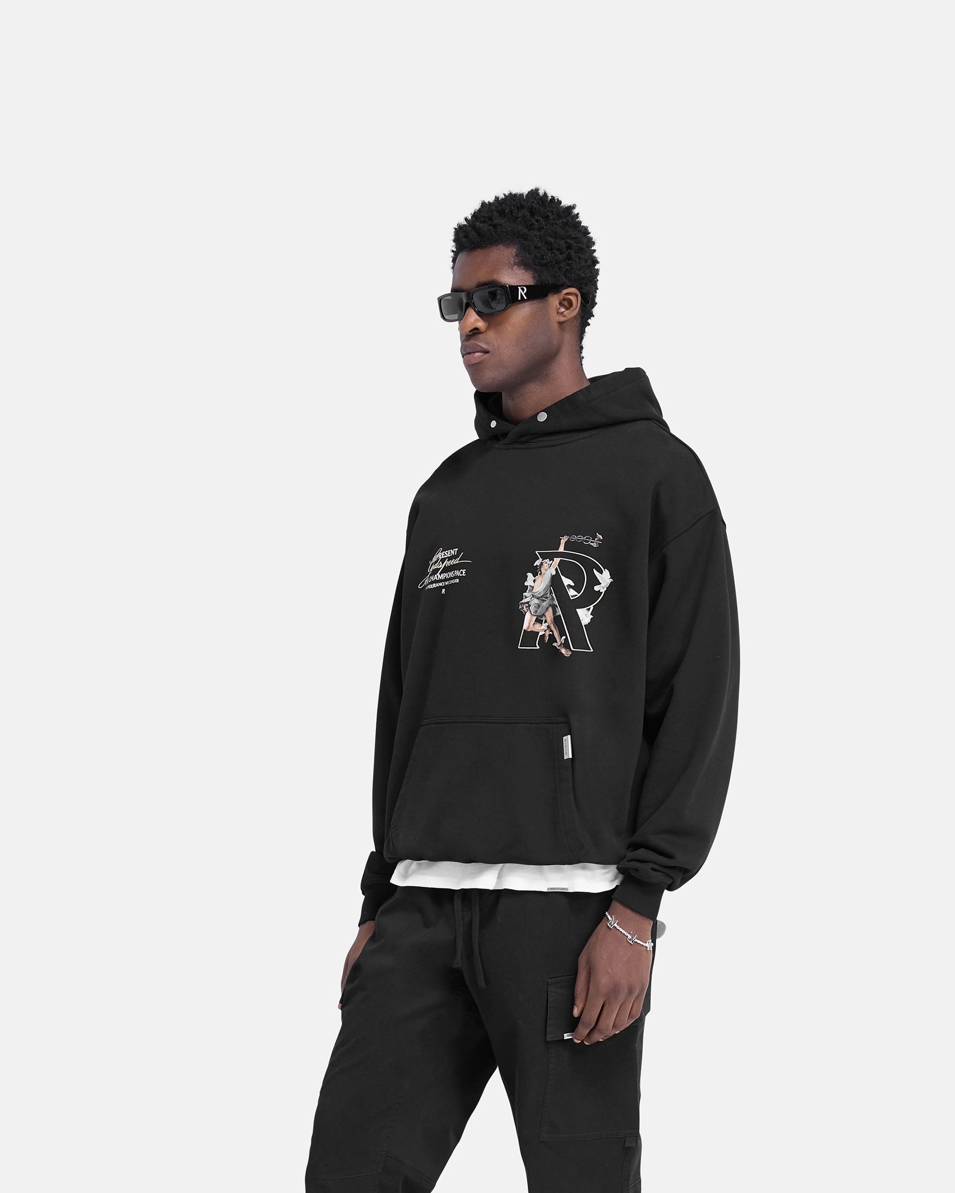 Sporty Flex Fit Hermes Hoodie - Jet Black