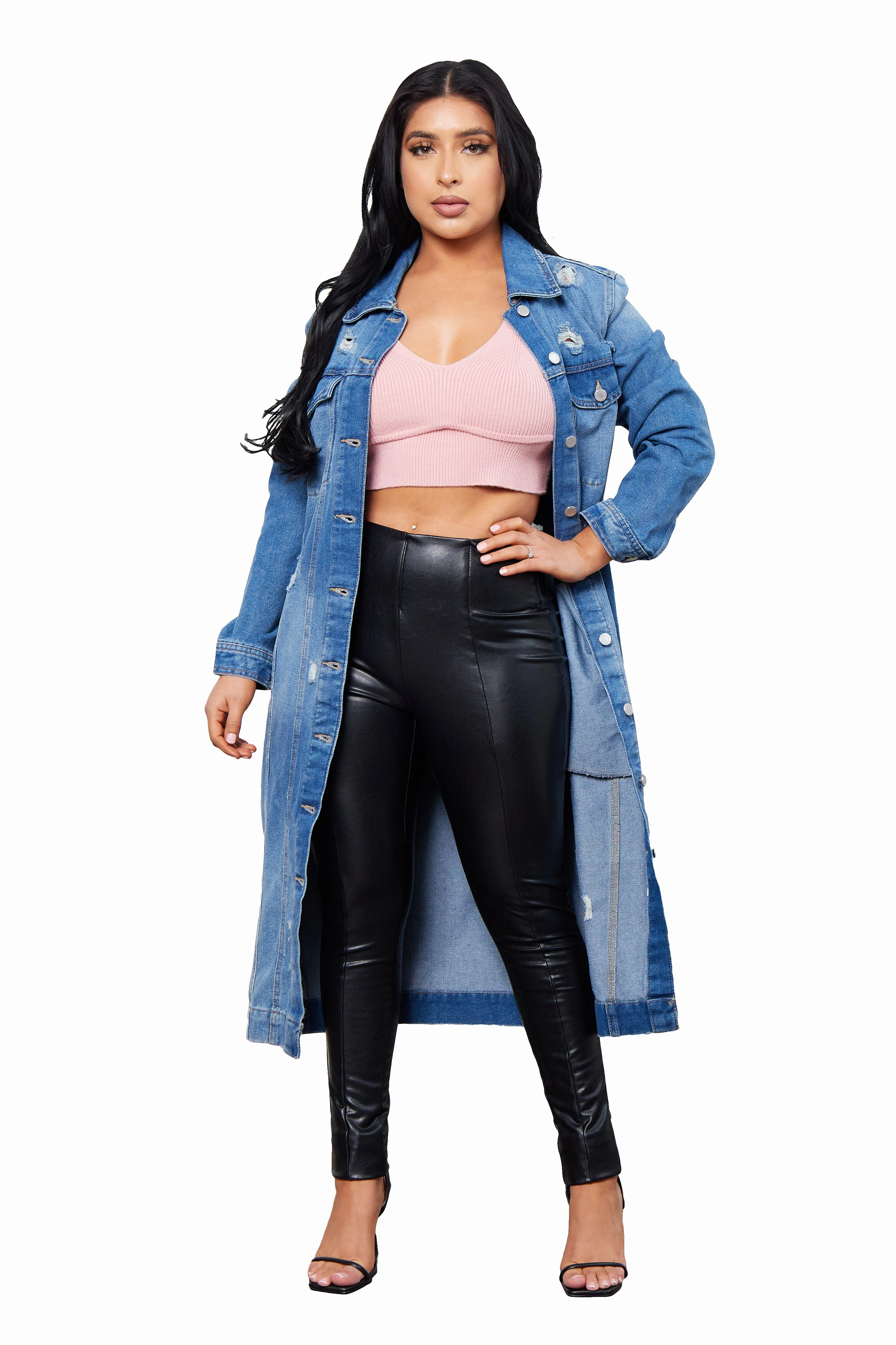 Max Comfort Home Ready Hero Run Denim Destructed Duster