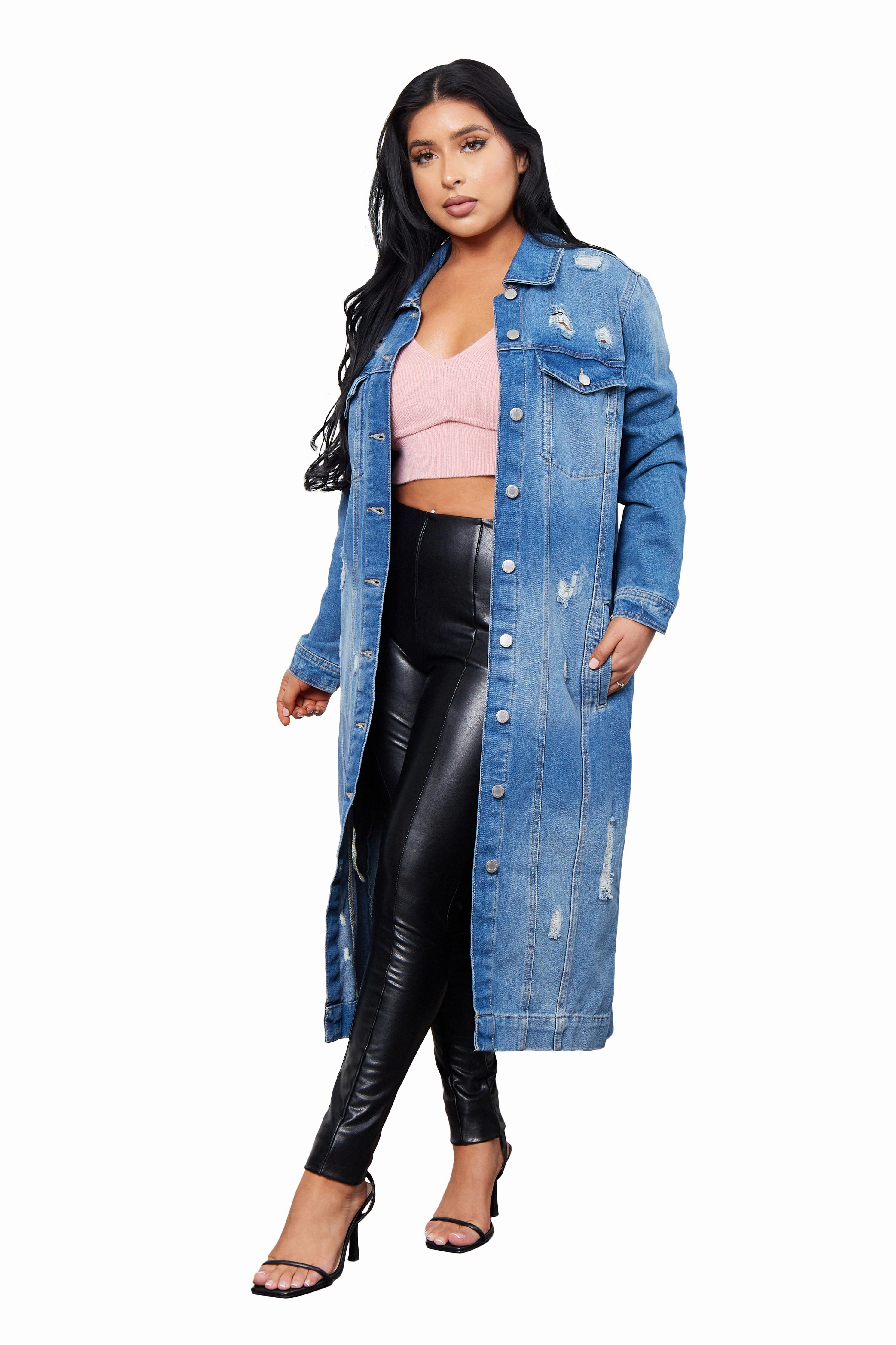 Body Wrap Hero Run Denim Destructed Duster