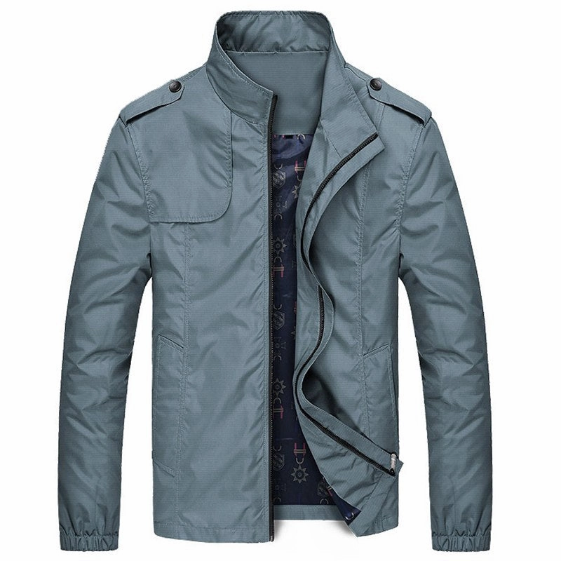 West Louis? Autumn Solid Stand Collar Windproof Jacket Sunday Walk Style All Season Compatibility