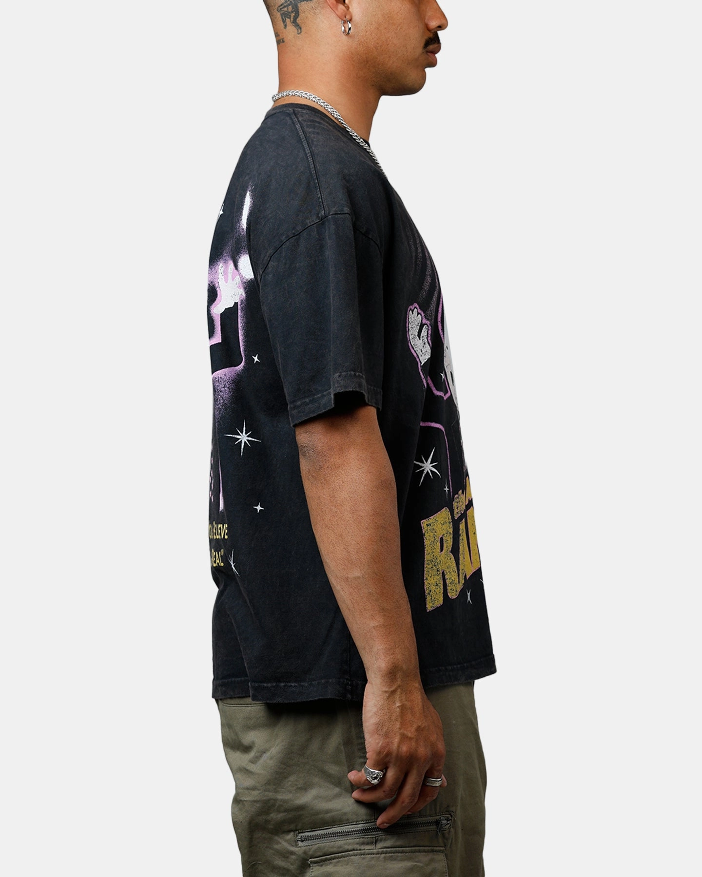 73 Studio x South Park The Amazing Randy Heavyweight T-Shirt Black Acidwash Quick Release Fasteners Mesh Panel Details