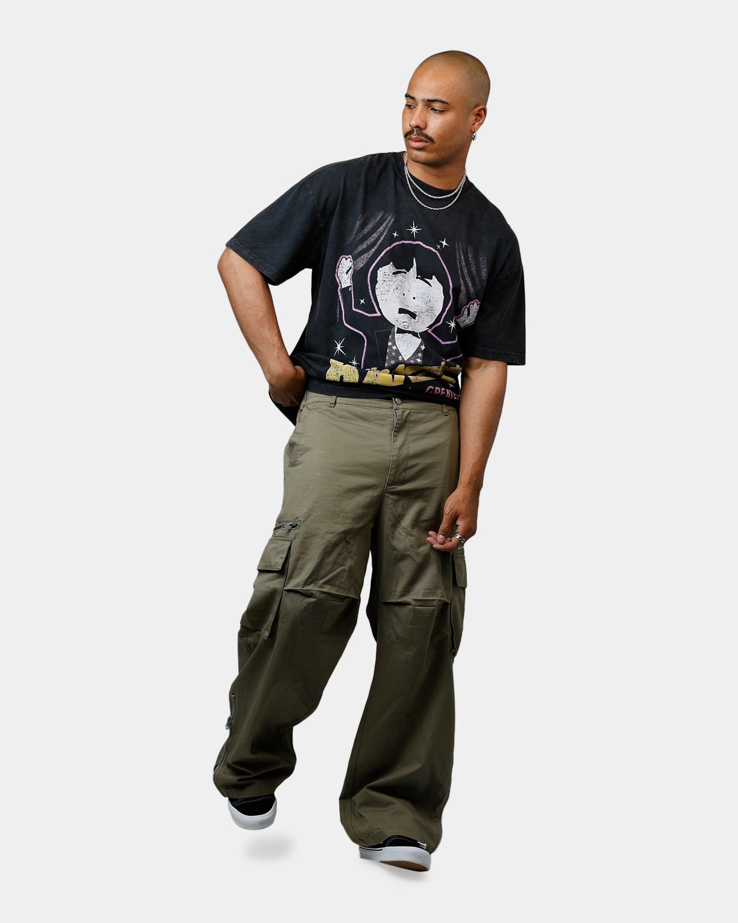 Durable Overlock Stitch EcoCertified 73 Studio x South Park The Amazing Randy Heavyweight T-Shirt Black Acidwash