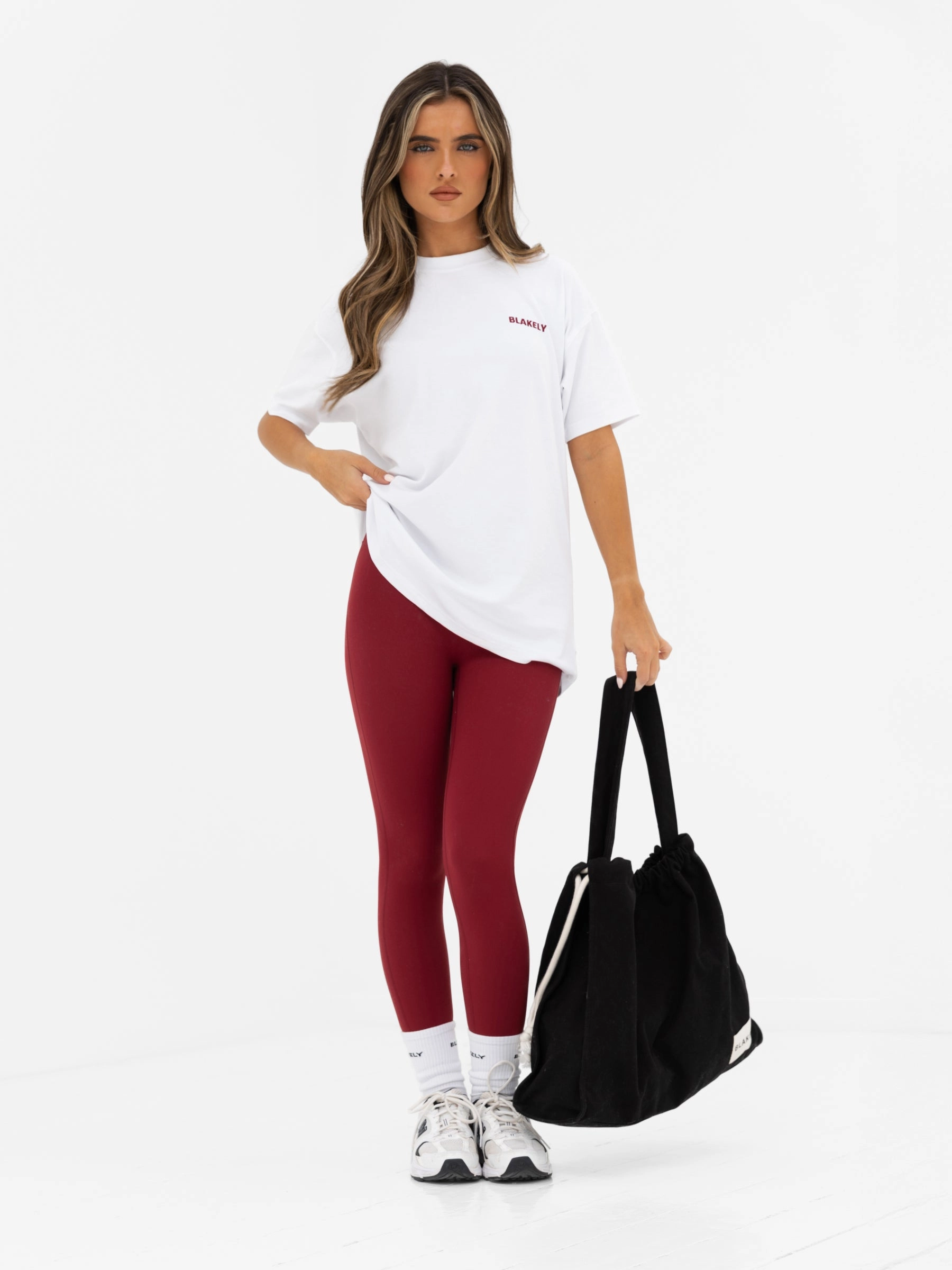 Isla Oversized T-Shirt - White & Classic Red Odor Control Finish