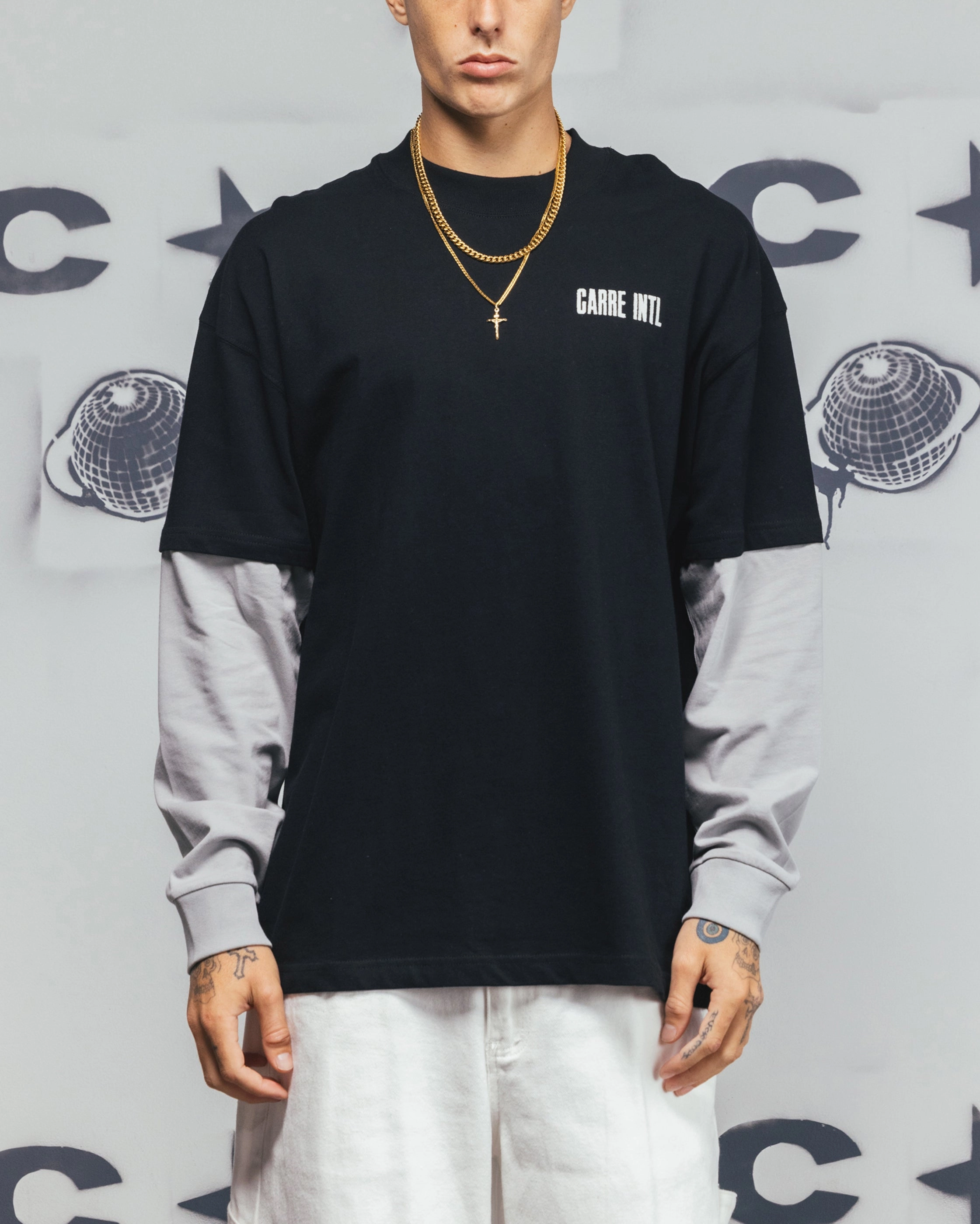 Carre Rear Vision Long Sleeve T-Shirt Black/White TexturedSurface