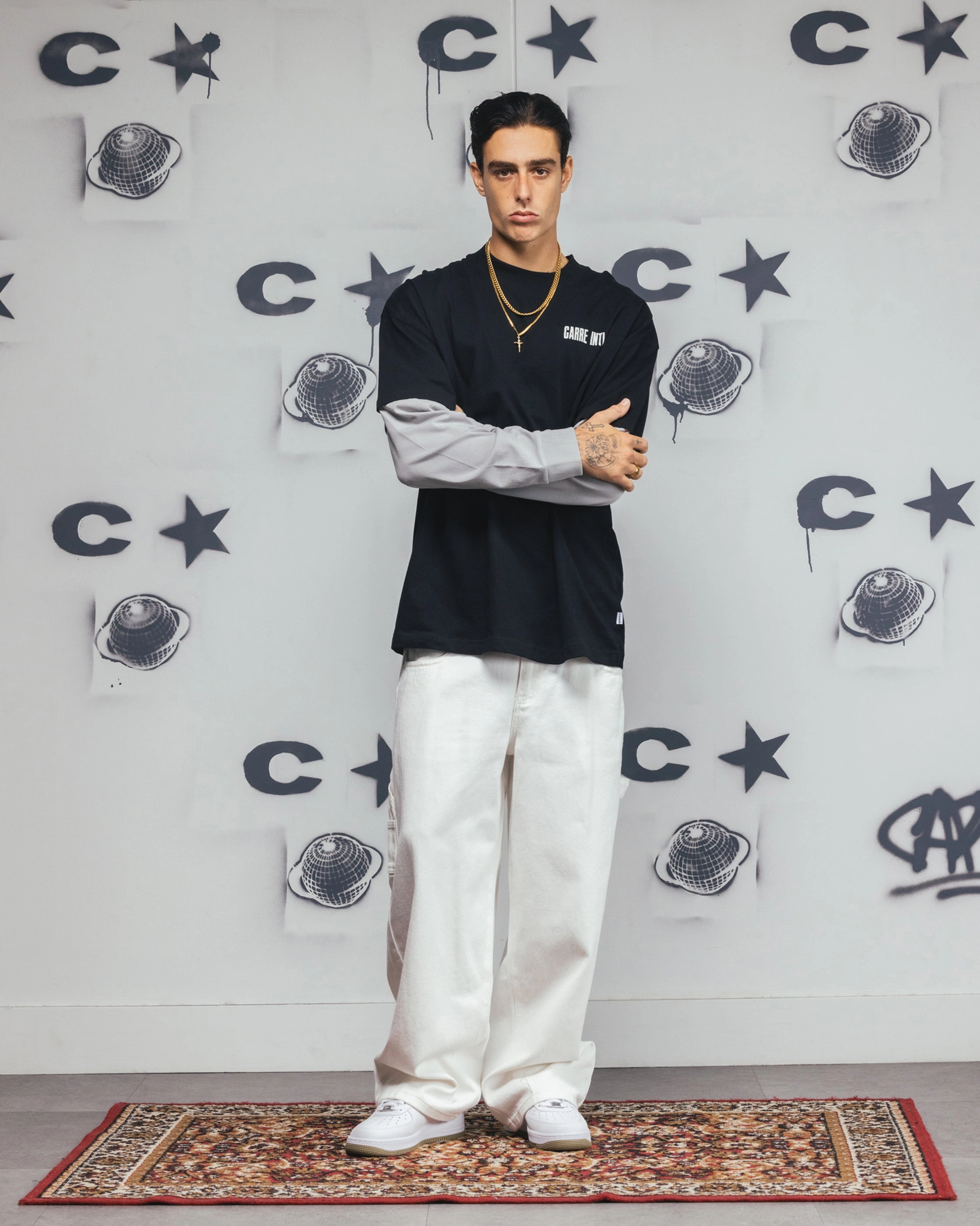 Carre Rear Vision Long Sleeve T-Shirt Black/White AbrasionResistantEdging HiddenZipper