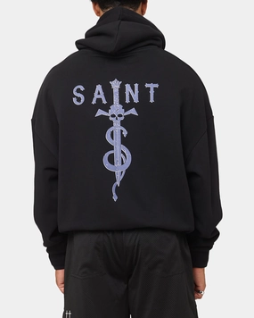 Saint Morta Daggers Boxy Hoodie Black/Purple LayeredPanel