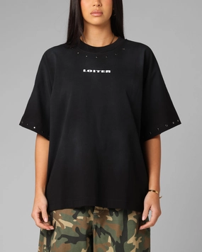 Casual Style Loiter Opaque Boxy T-Shirt Black