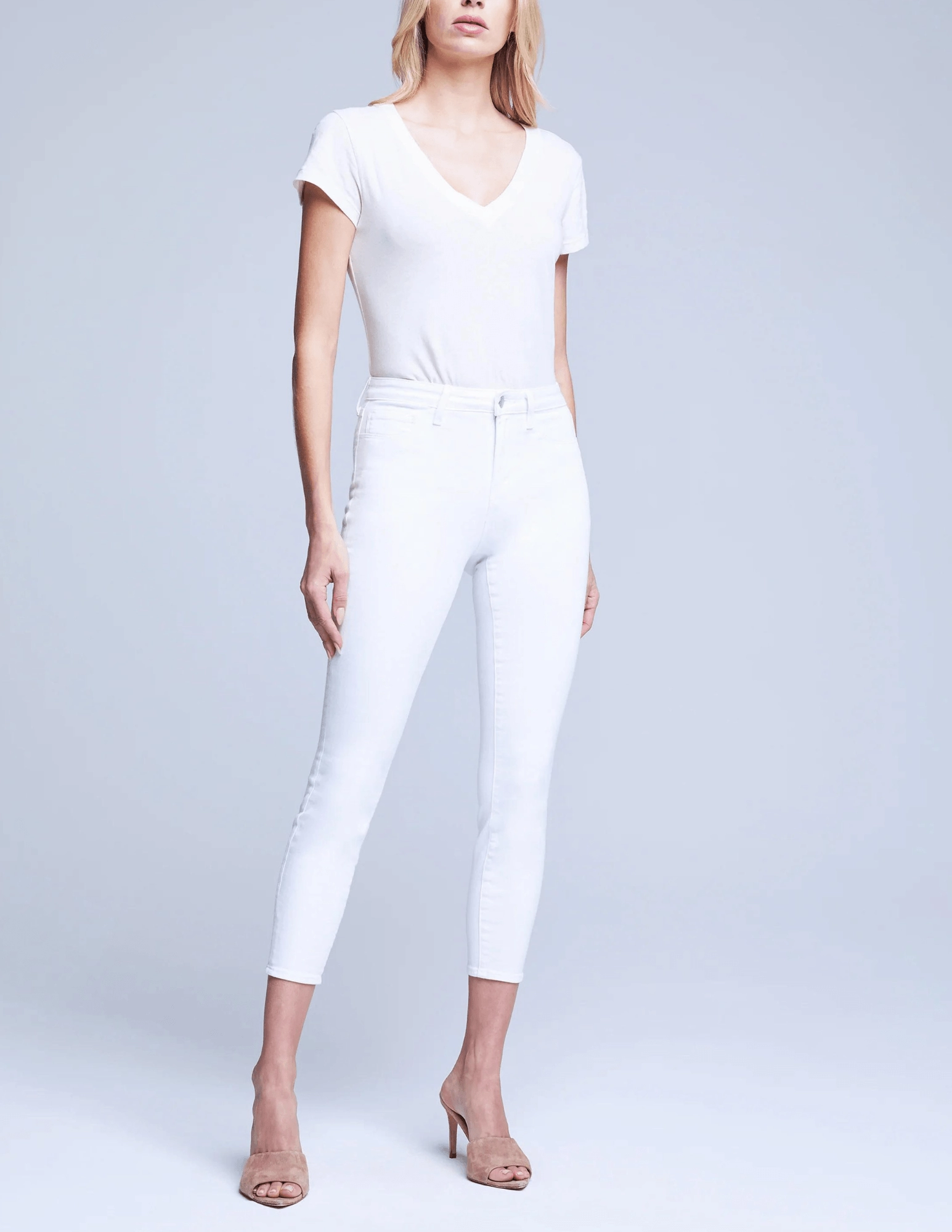 L'AGENCE Margot High Rise Skinny Jean in Blanc Versatile Fit Trend Setter Home Comfort
