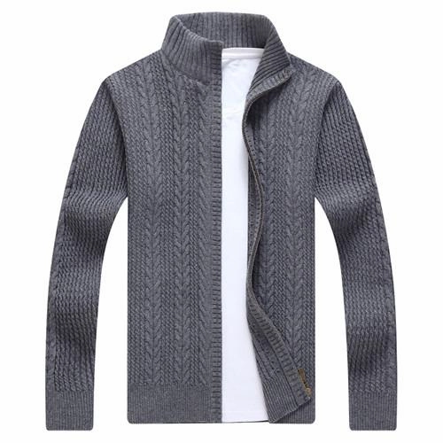 West Louis? Autumn Whiter Knitwear Zipper Sweater GarmentDyed Effect