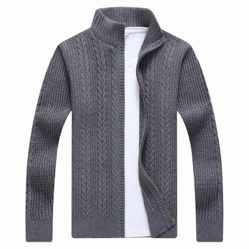 West Louis? Autumn Whiter Knitwear Zipper Sweater Tubular Knit Structure