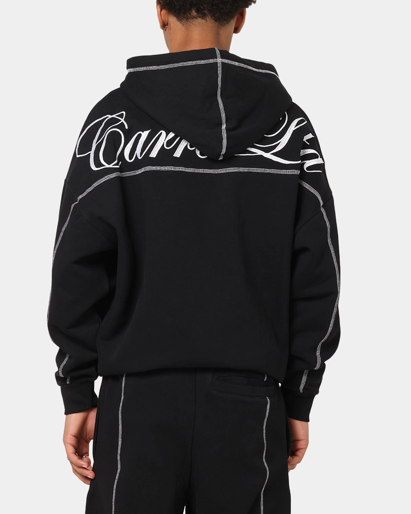 Oversized Fit ChafeFreeEdging Carre Script Hoodie Black