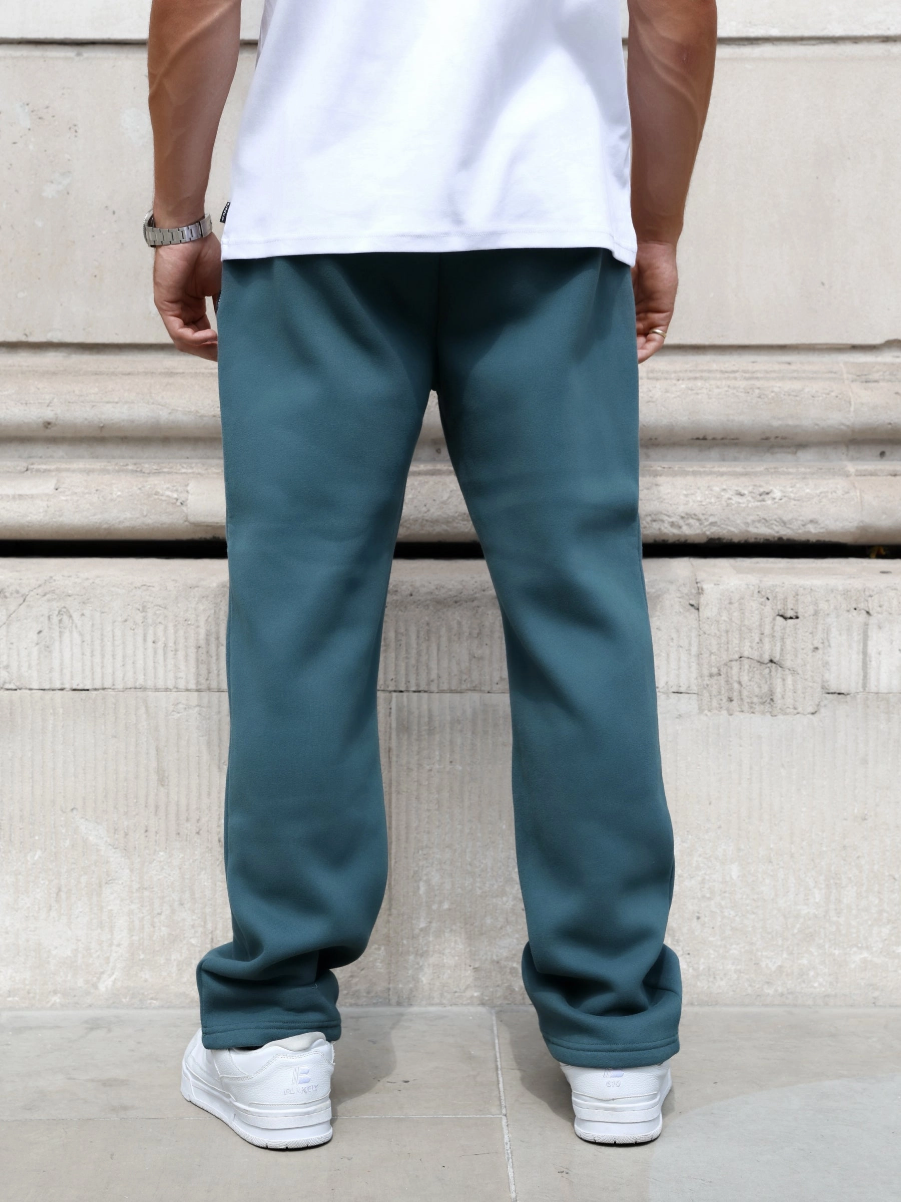 Arlo Wide Leg Sweatpants - Teal Green Durable Hem Roll-up style