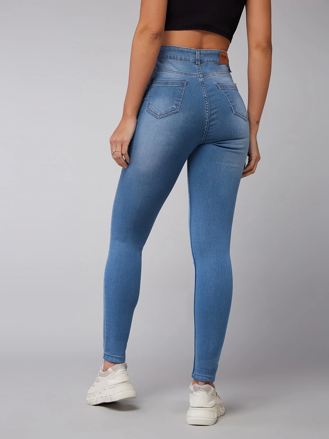 CHASEstretch? Blue Skinny High-Rise Mild Distress Denim Jeans Layer Ready Fresh Look