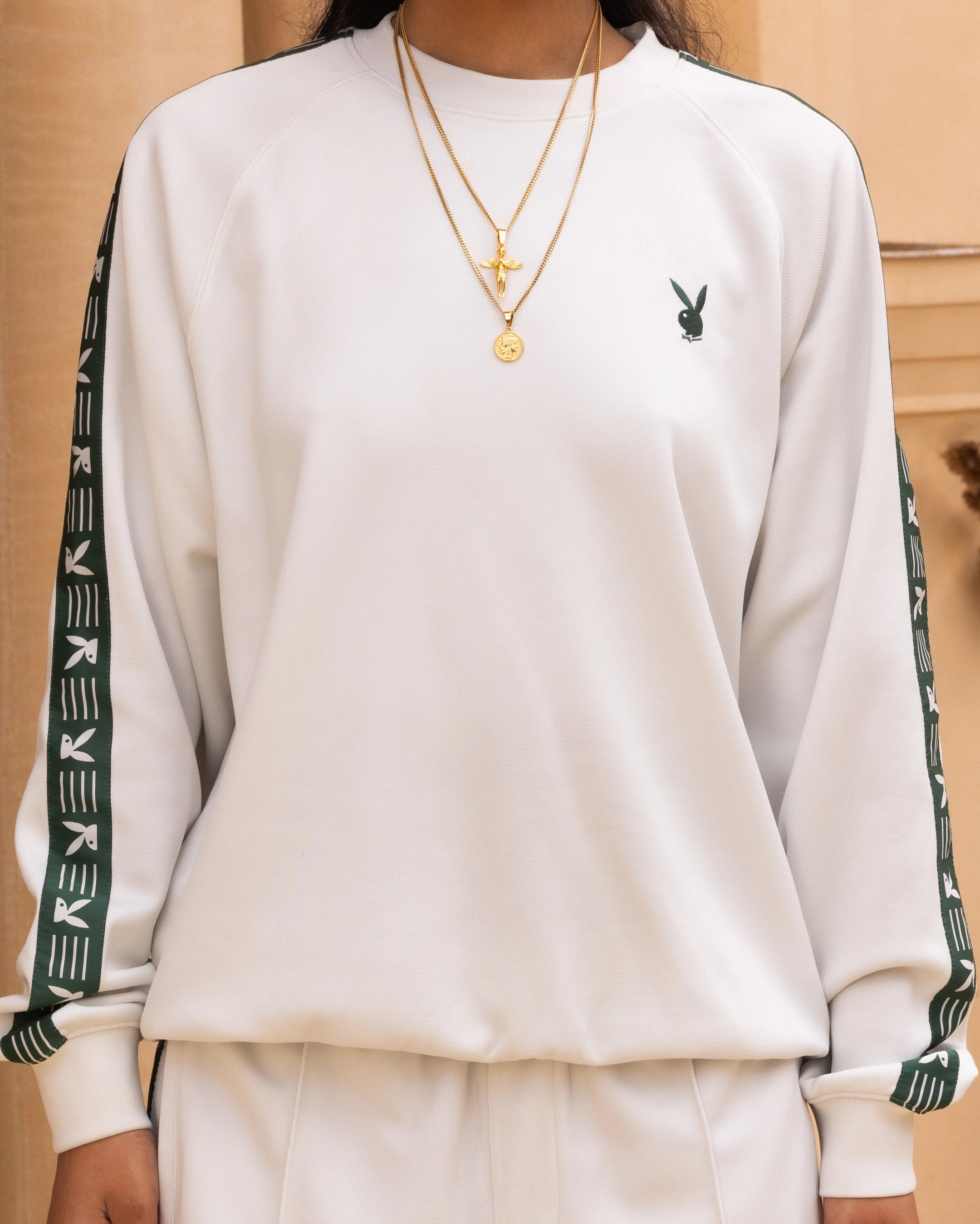 Durable Fiber Blend FadeResistant Treatment Playboy By Culture Kings Pleasure Crewneck Stone/Green