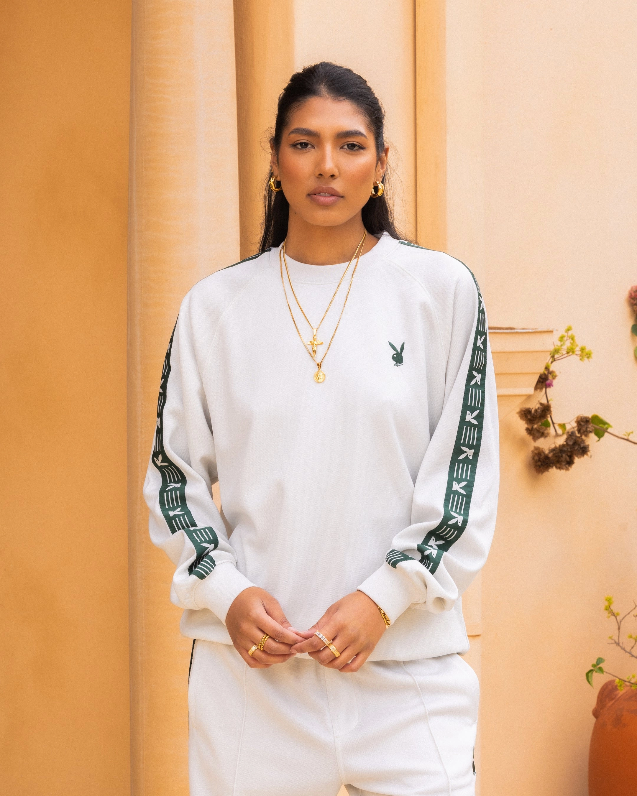 Playboy By Culture Kings Pleasure Crewneck Stone/Green VersatileNeckline