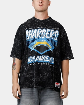 New Era Los Angeles Chargers Boxy Essentials T-Shirt Washed Black LoopwheelFabric Fun Design