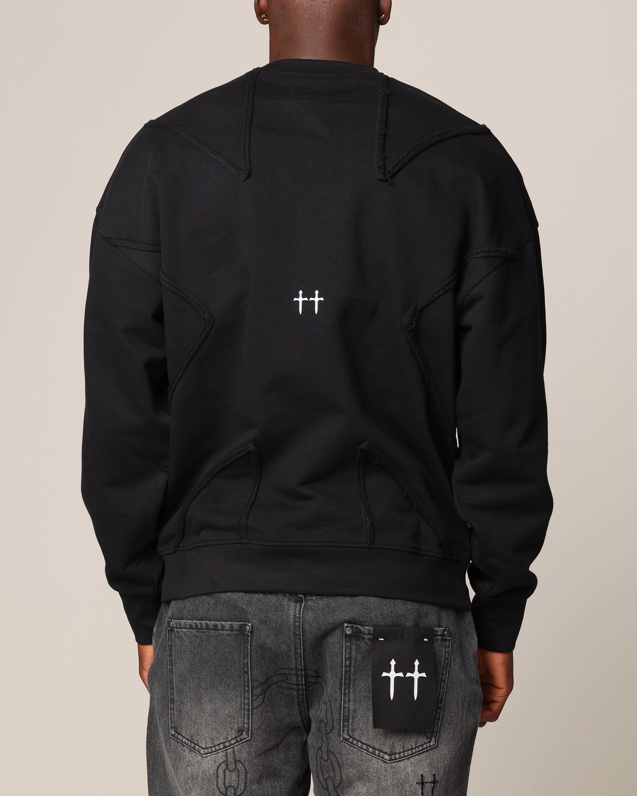 Saint Morta Deconstructed PSI Crewneck Black OEKOTEX Certified Fabric