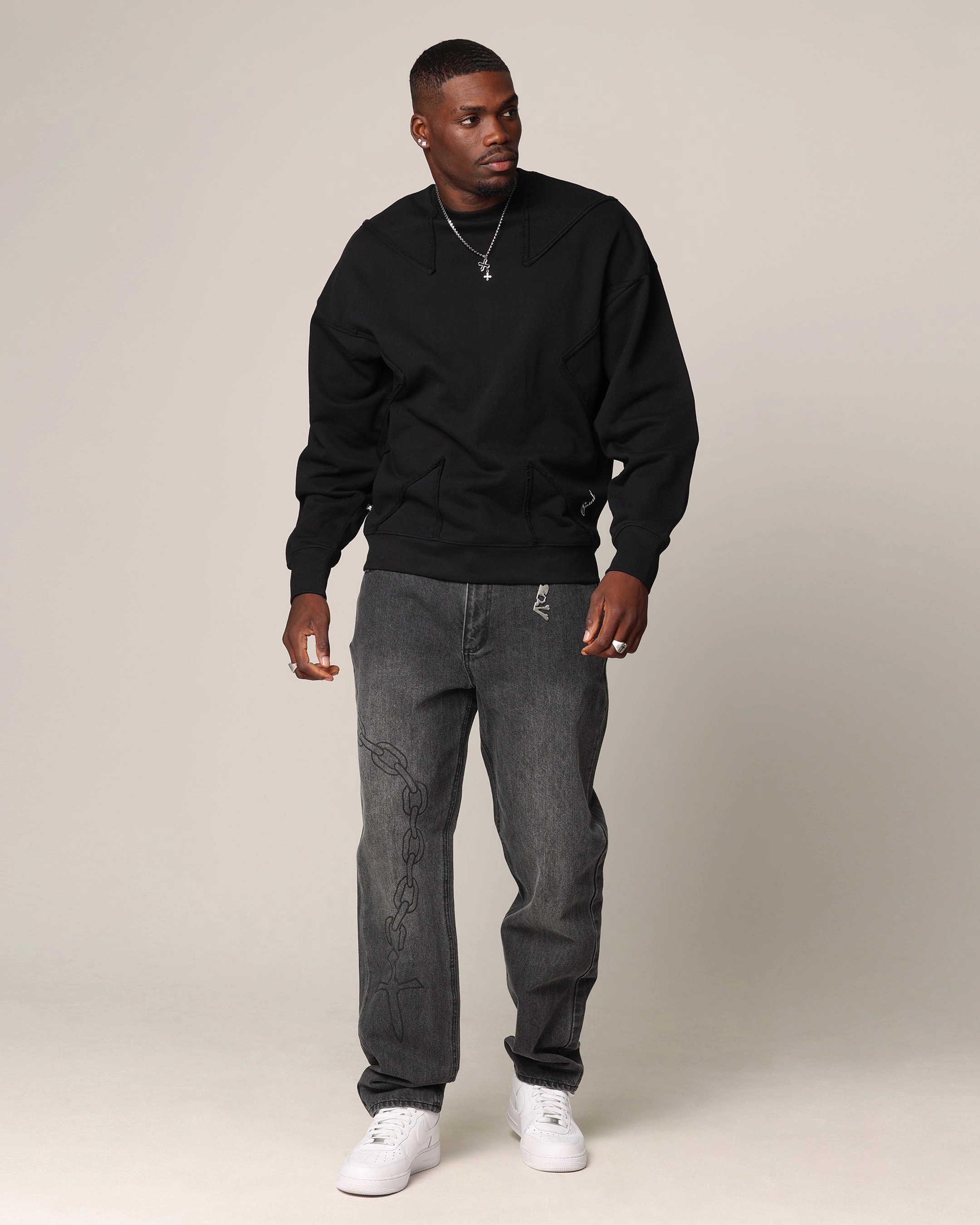 Moisture Wicking Fabric Saint Morta Deconstructed PSI Crewneck Black