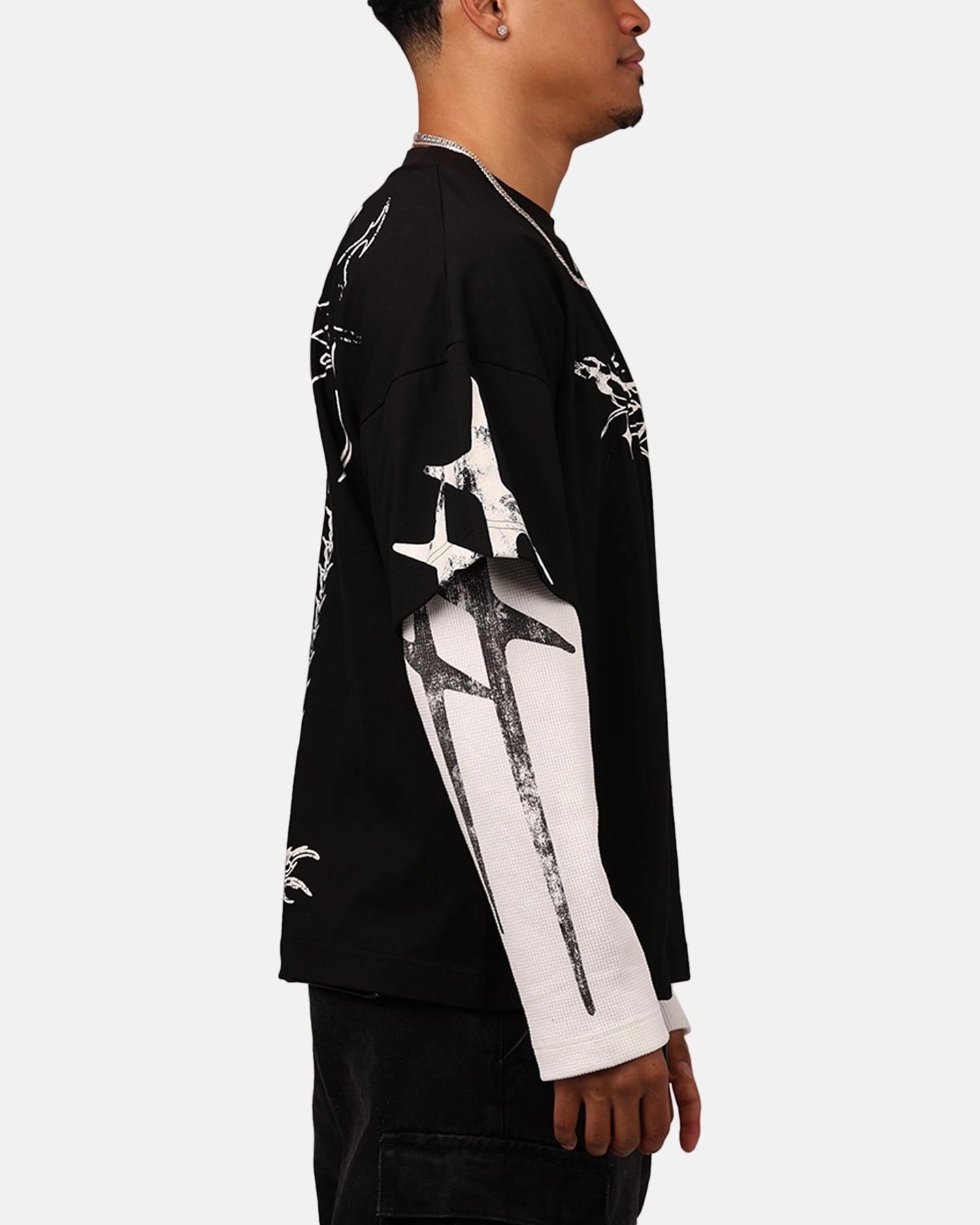 Loiter Seek N Destroy Long Sleeve T-Shirt Vintage Black Reflective Safety Accents Midweight Texture