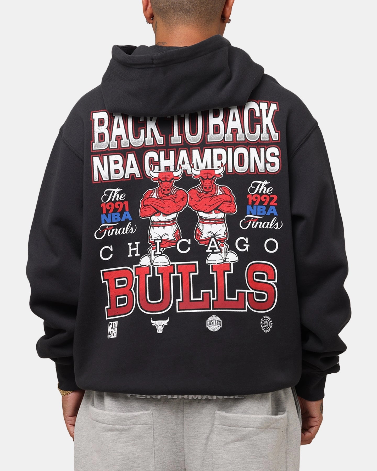 Mitchell & Ness Chicago Bulls Back To Back Hoodie Faded Black HypoallergenicFibers NonIrritatingEdges