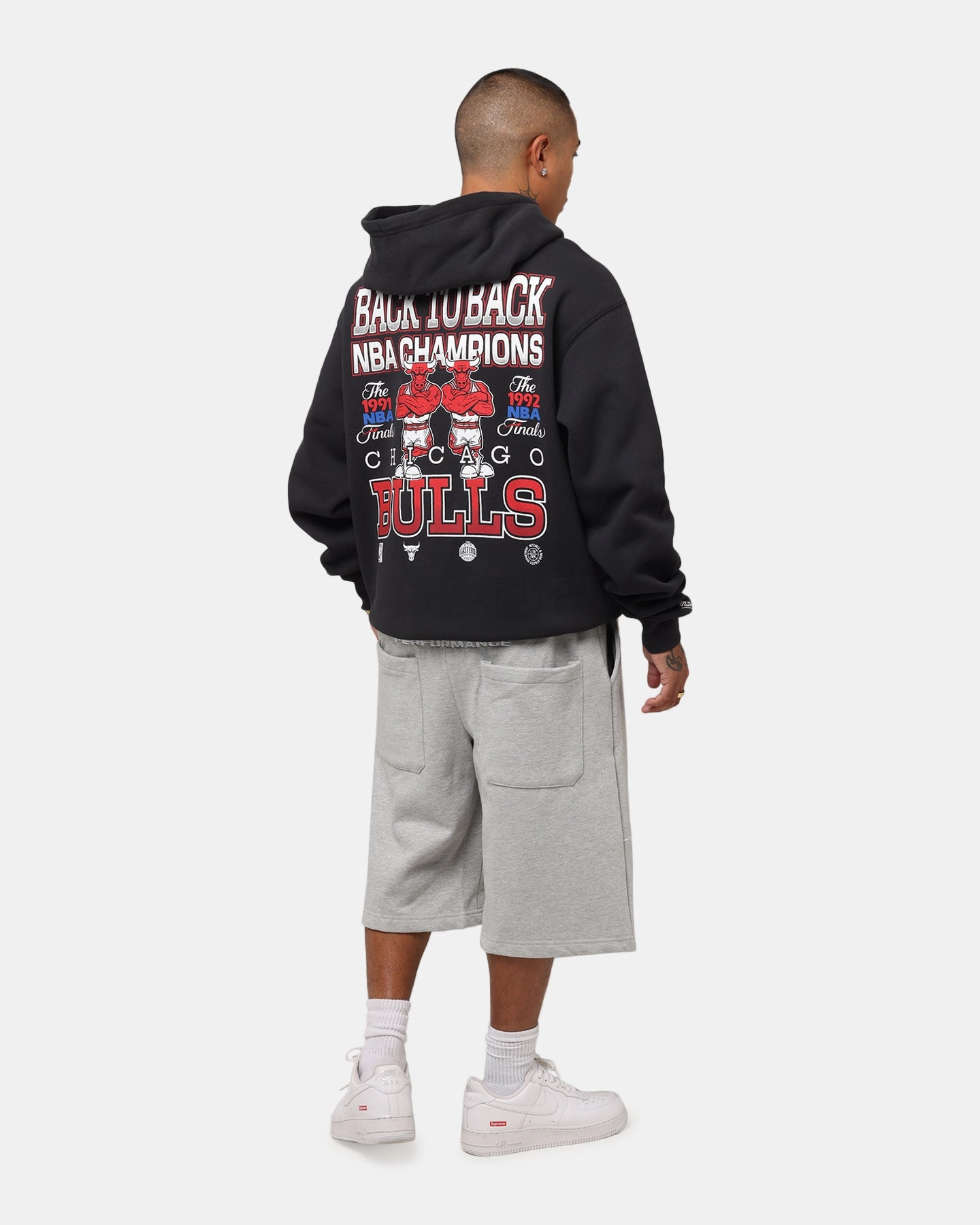 Natural Fiber Blend Mitchell & Ness Chicago Bulls Back To Back Hoodie Faded Black