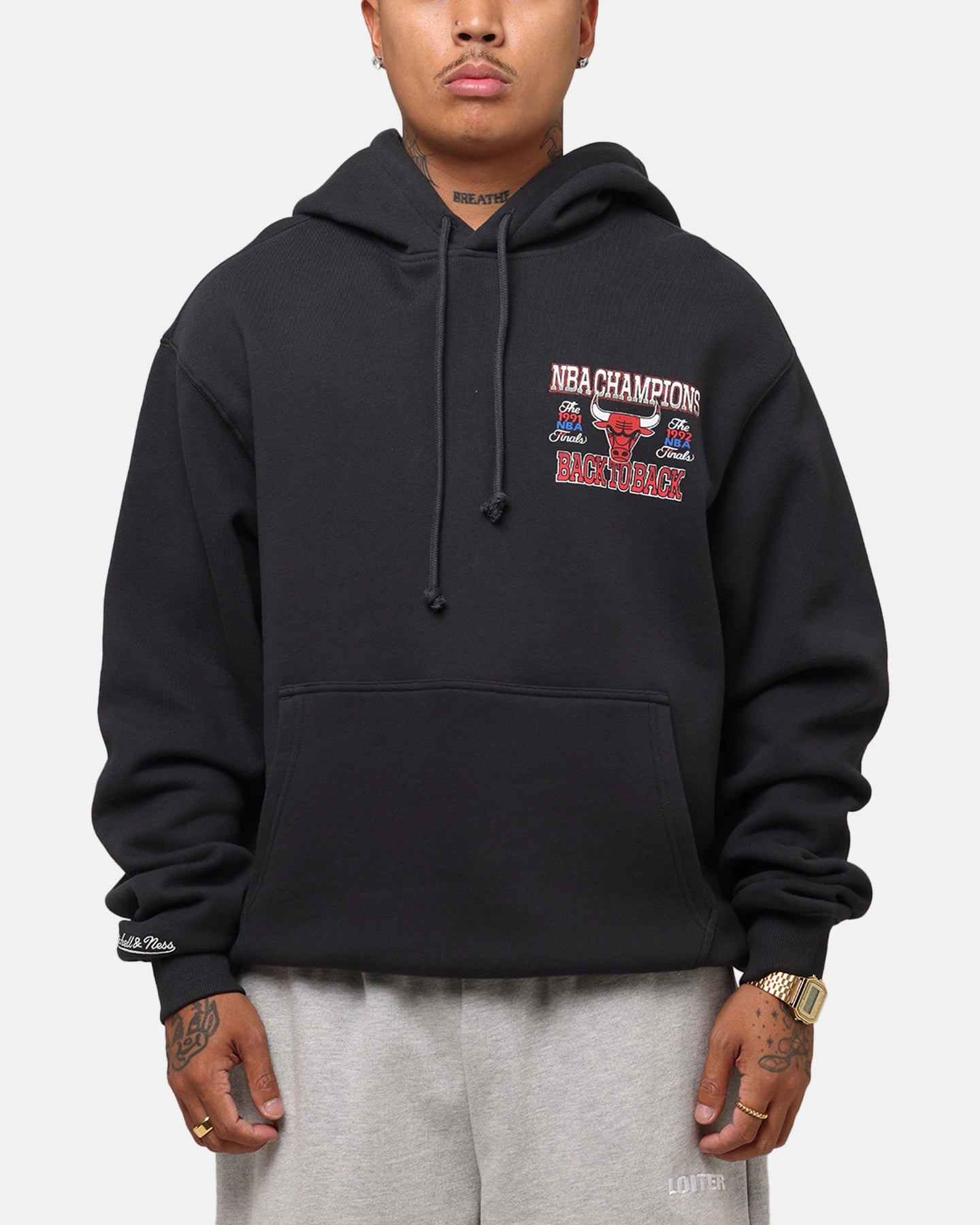 Mitchell & Ness Chicago Bulls Back To Back Hoodie Faded Black NeutralPalette