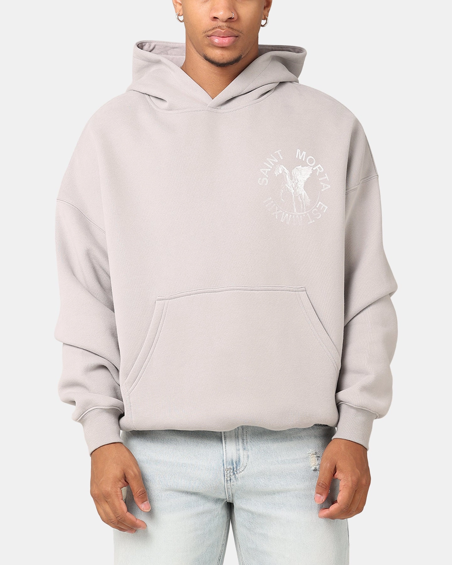 Saint Morta Pegasus Premium Hoodie Grey Eco friendly materials Reinforced Neckline