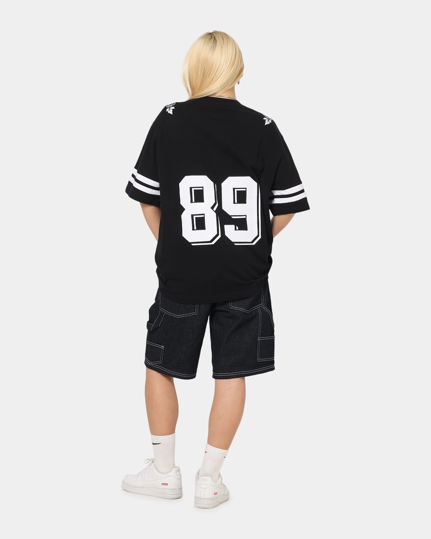 Compact TravelFriendly Design SoftKnit Carre Rose Bowl Football T-Shirt Black/White