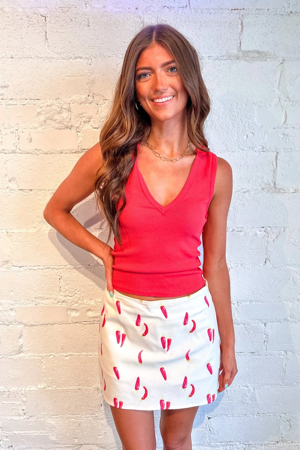 Formal Occasion Red Pepper Mini Skort