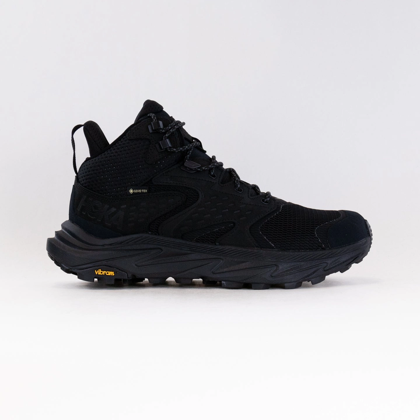 Hoka Anacapa 2 Mid GTX (Men's) - Black/Black Protective Finish Trail Runner Dressy look