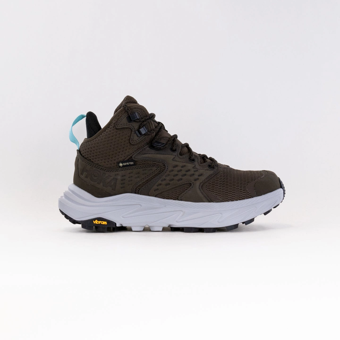 Hoka Anacapa 2 Mid GTX Wide (Women's) - Deep umber / Stardust Mud Defense Feather Light Night Travel