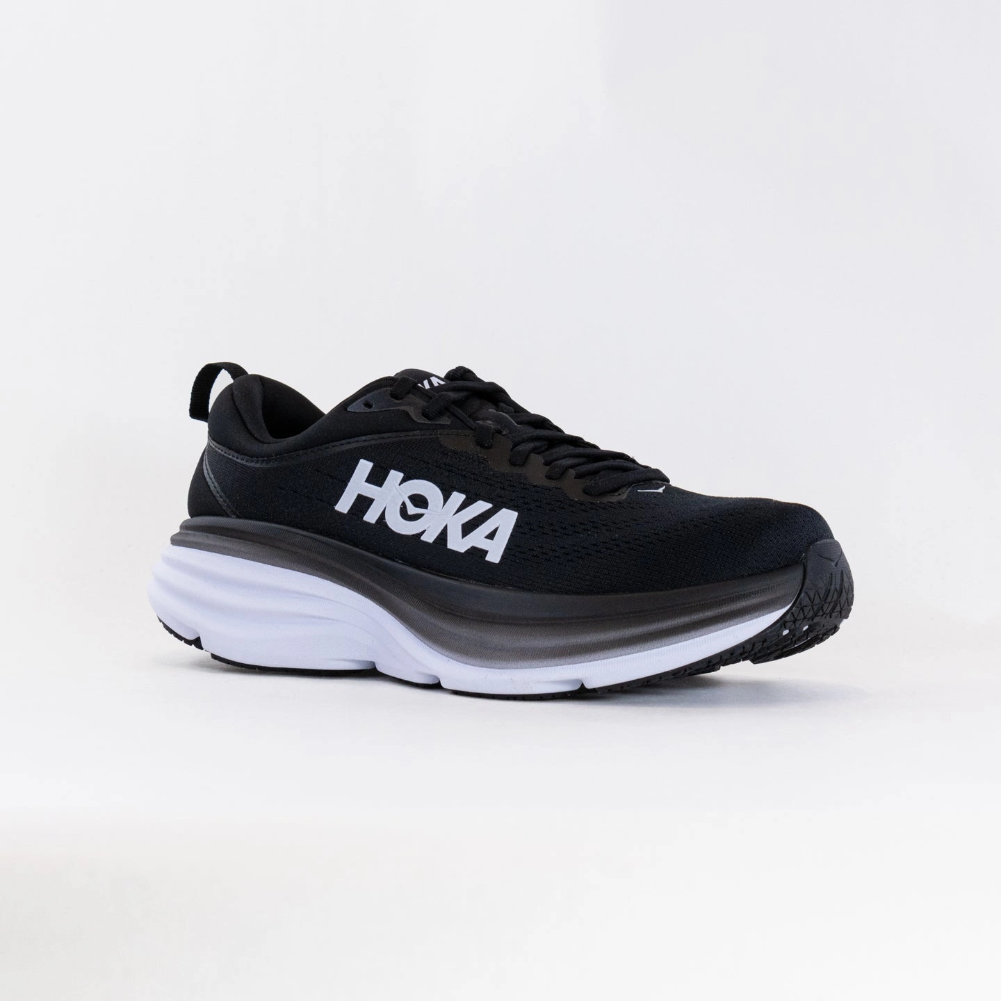 Hoka Bondi 8 (Men's) - Black/White running for a way to stay healthy running shoes for fitness - oriented men