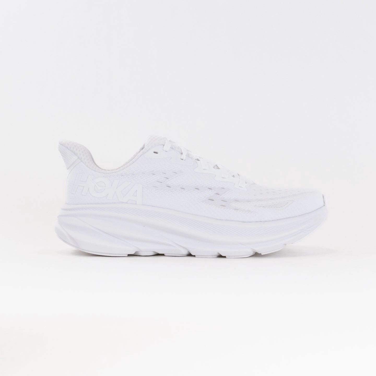 Hoka Clifton 9 Wide (Women's) - White/White Forest running